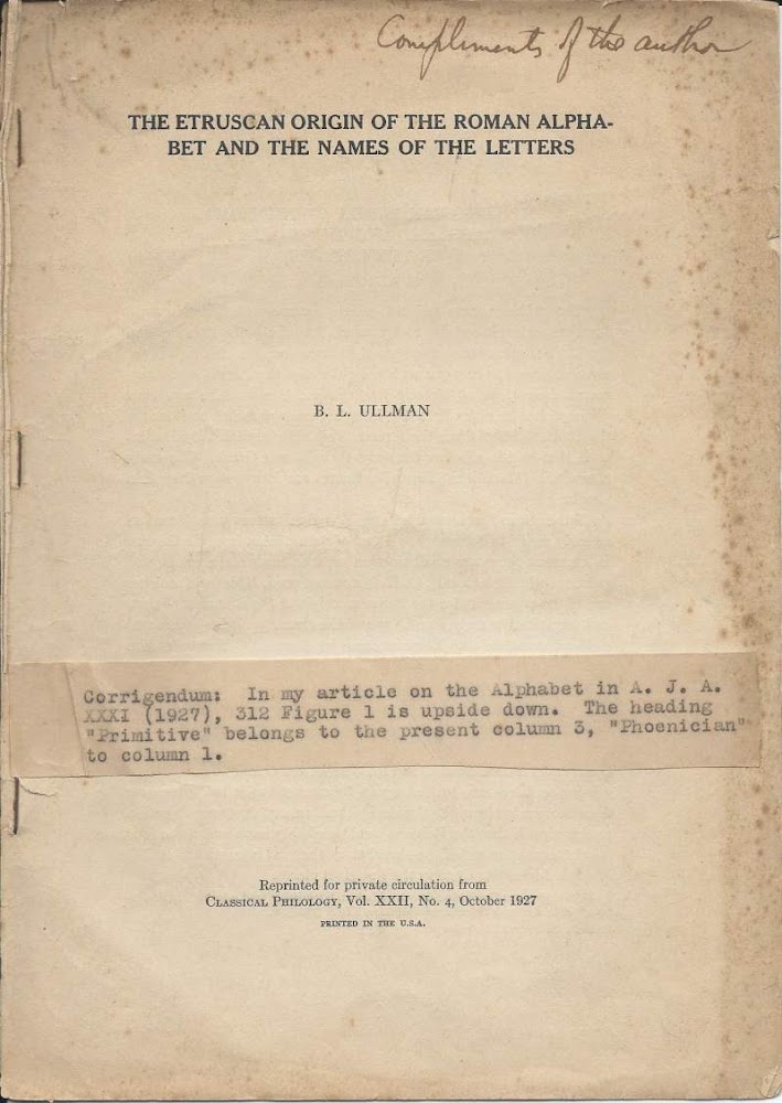 THE ETRUSCAN ORIGIN OF THE Roman alphabet AND THE NAMES …