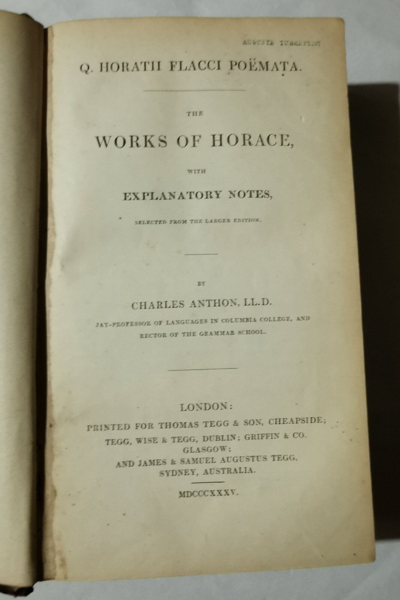 The works of Horace with explanation notes