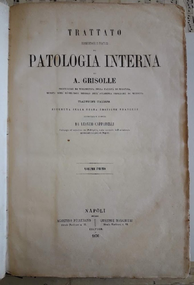 TRATTATO ELEMENTARE E PRATICO DI PATOLOGIA INTERNA-vol I-II(1856)