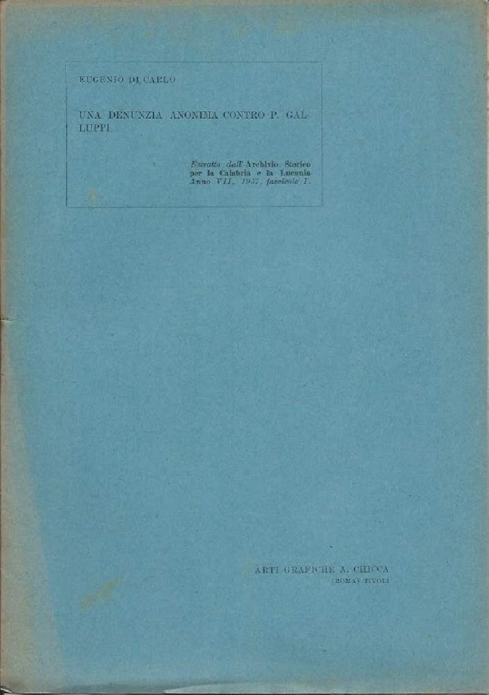 UNA DENUNZIA ANONIMA CONTRO P. GALLUPPI (1937)
