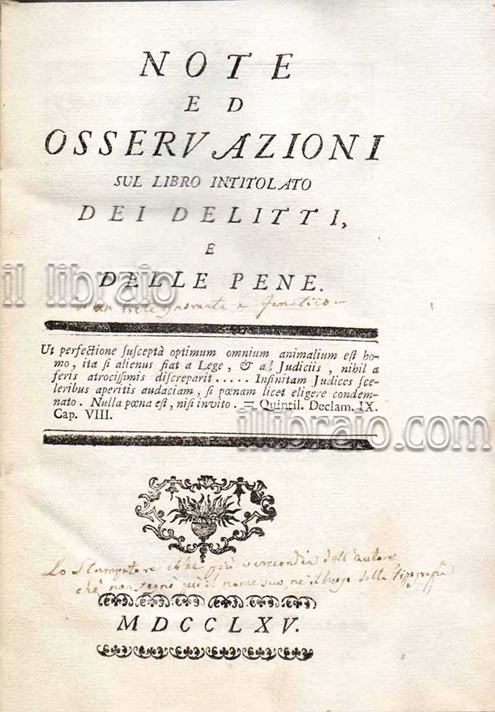 Note ed osservazioni sul libro intitolato dei delitti e delle …