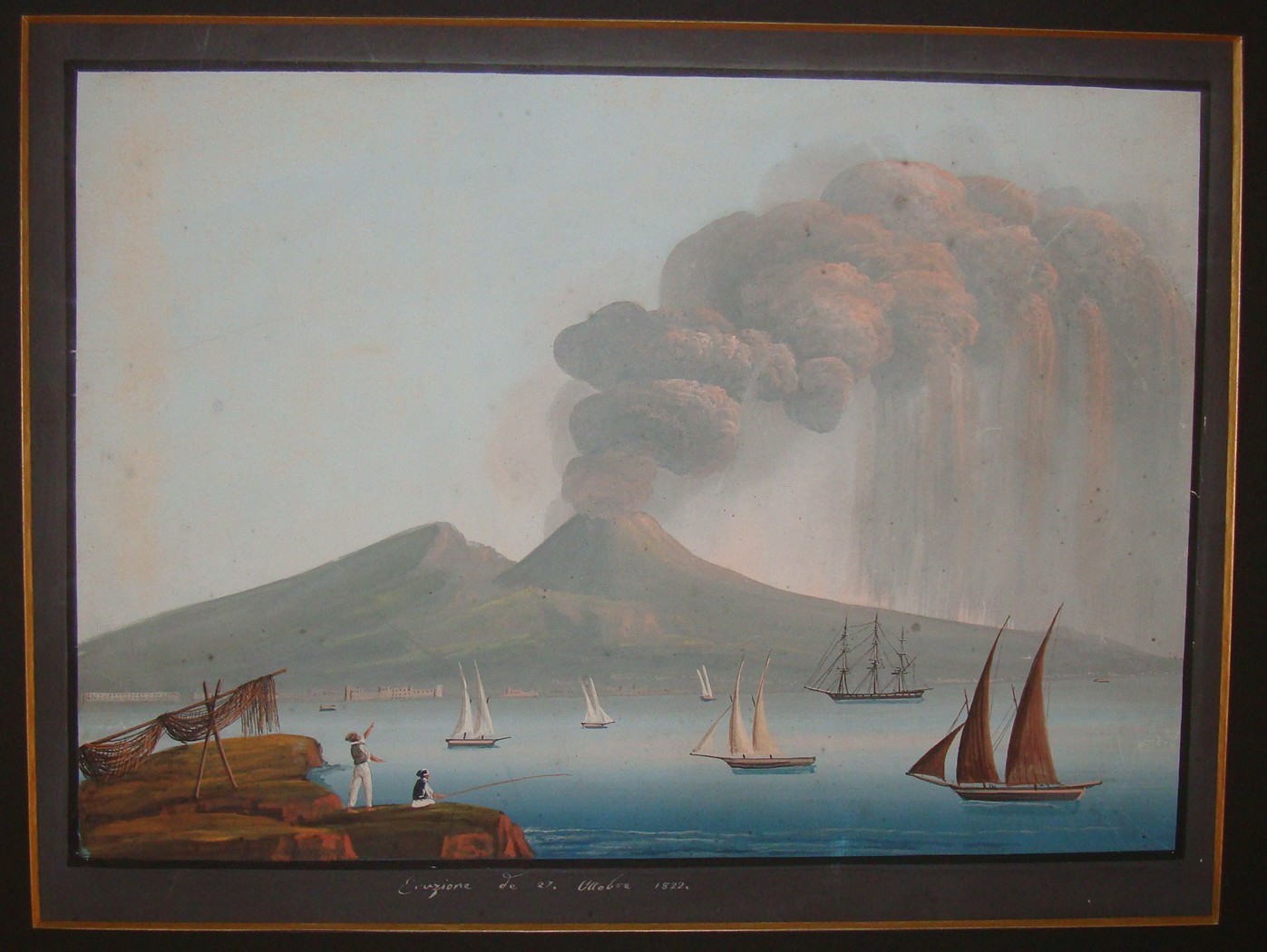 Gouache. Eruzione del Vesuvio dell’Ottobre del 1822. (Eruzione diurna)