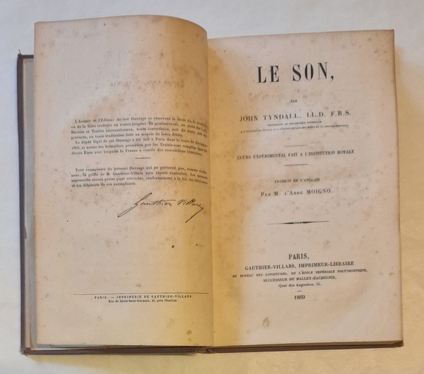LE SON. Cours expérimental fait à l'Institution Royale