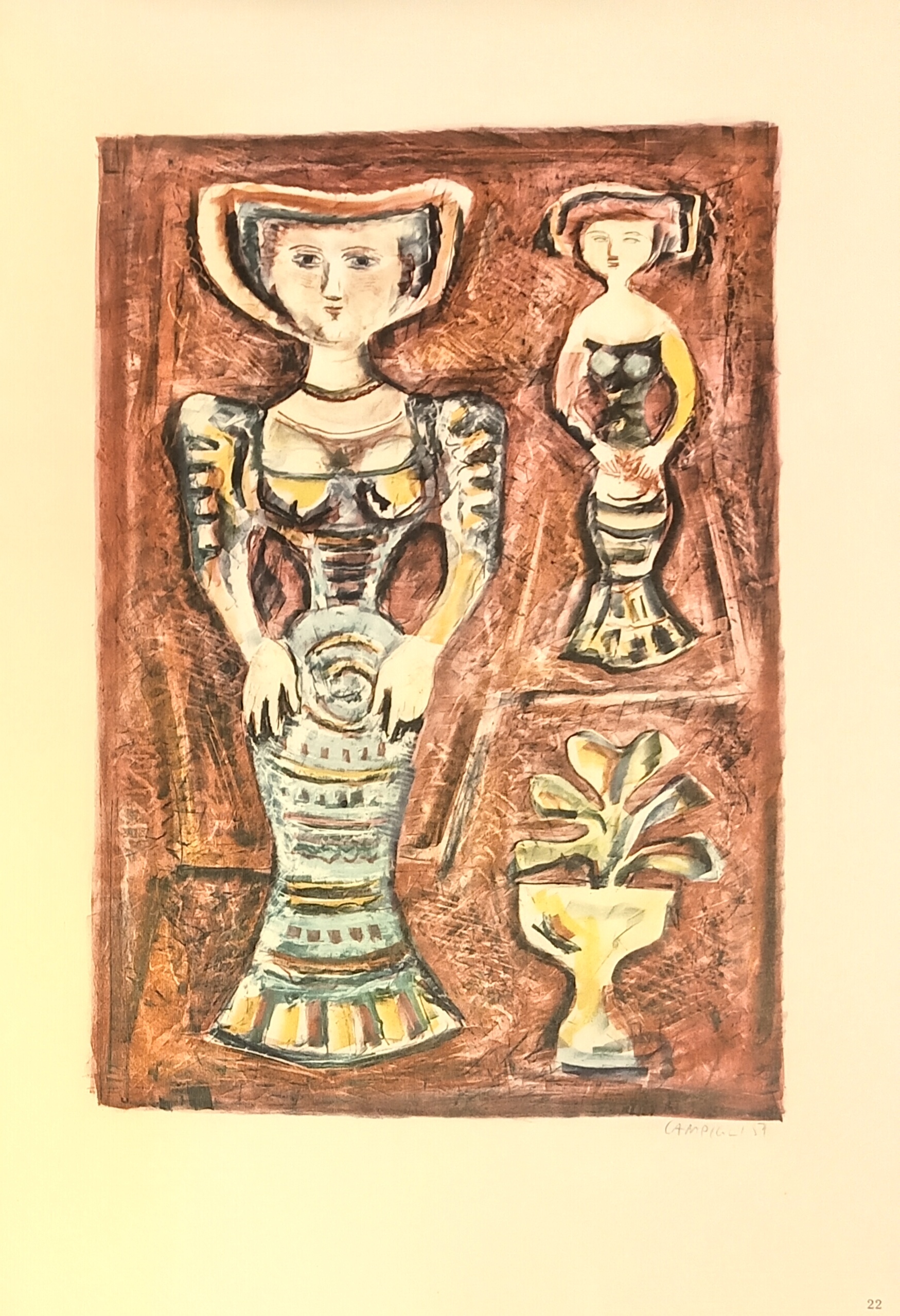 LE LITOGRAFIE DI CAMPIGLI. DONNE-FIORI. Litografia a colori