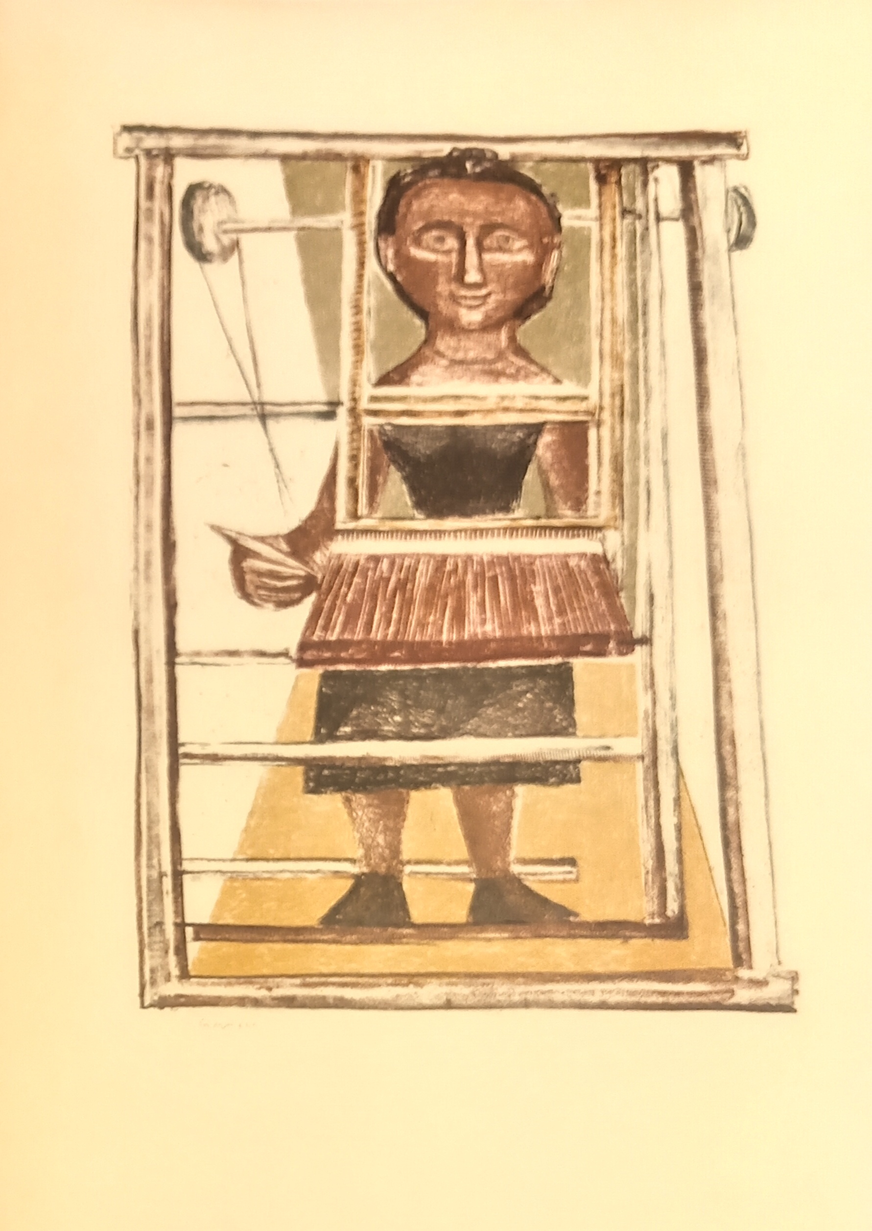 LE LITOGRAFIE DI CAMPIGLI. LA TESSITRICE. Litografia a colori