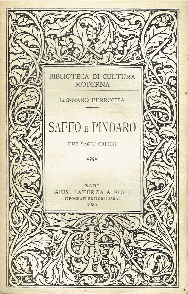 SAFFO E PINDARO. Due saggi critici