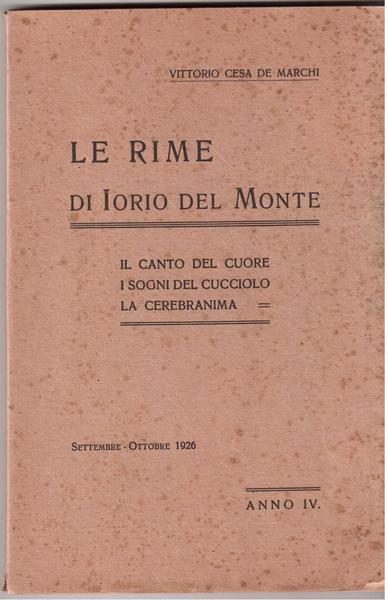 Le rime di Iorio Del Monte Il canto del cuore …