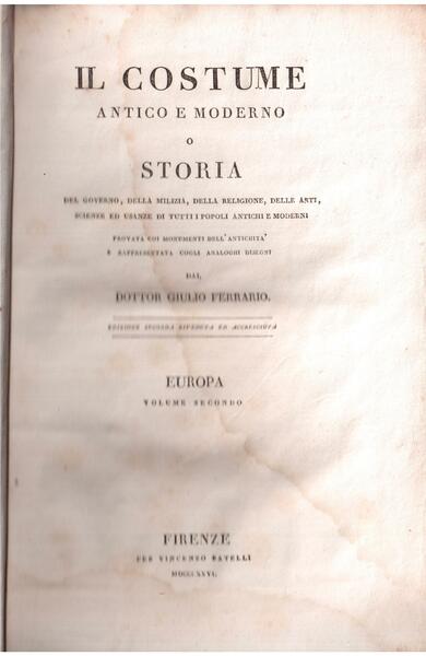 Il costume antico e moderno Europa - Volume secondo