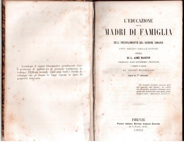 L'educazione delle madri di famiglia o dell'incivilimento del genere umano …