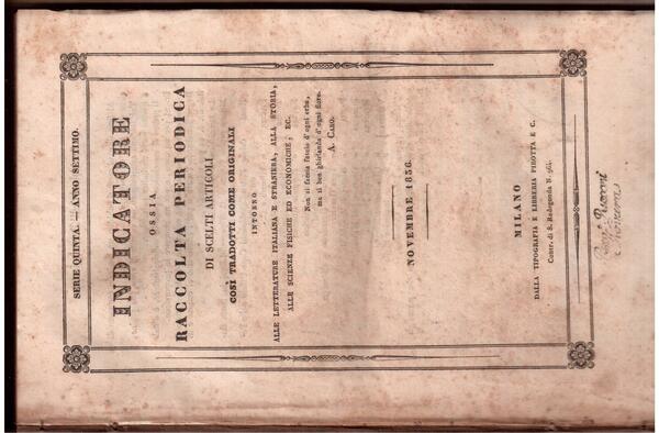 Indicatore ossia raccolta periodica di scelti articoli così tradotti come …