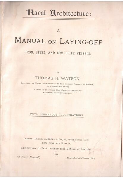 A Manual on Laying-Off iron, steel, and composite vessels