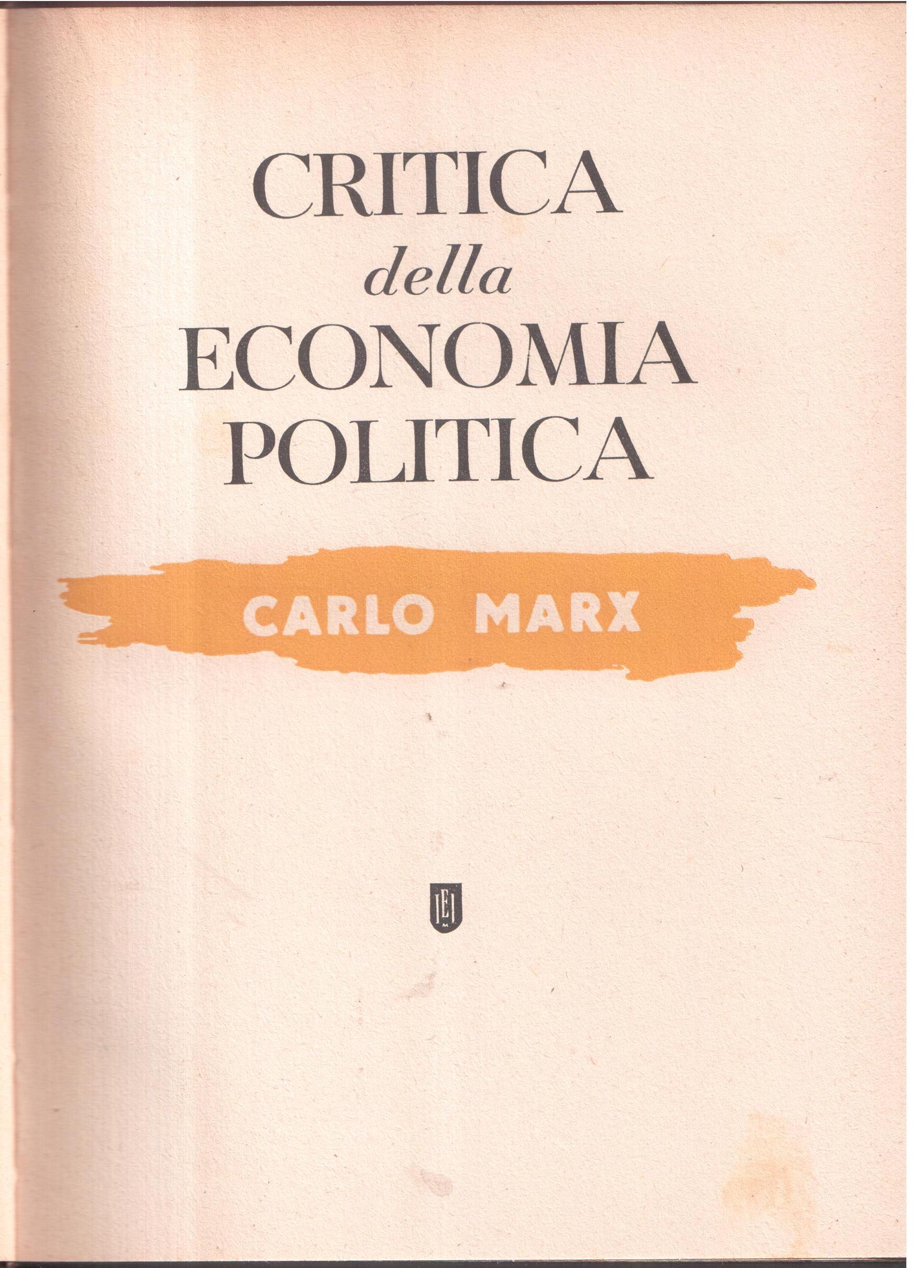 Critica della economia politica