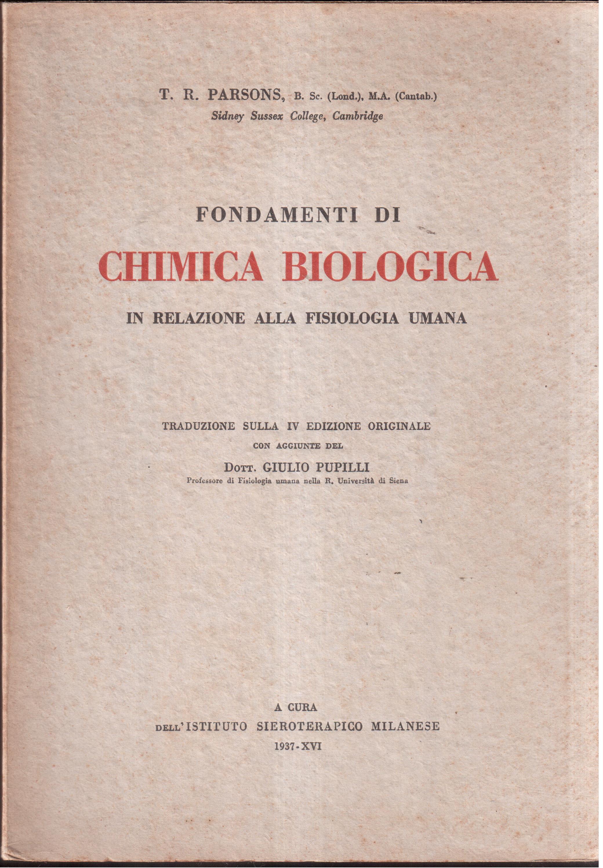 Fondamenti di chimica biologica in relazione alla fisiologia umana