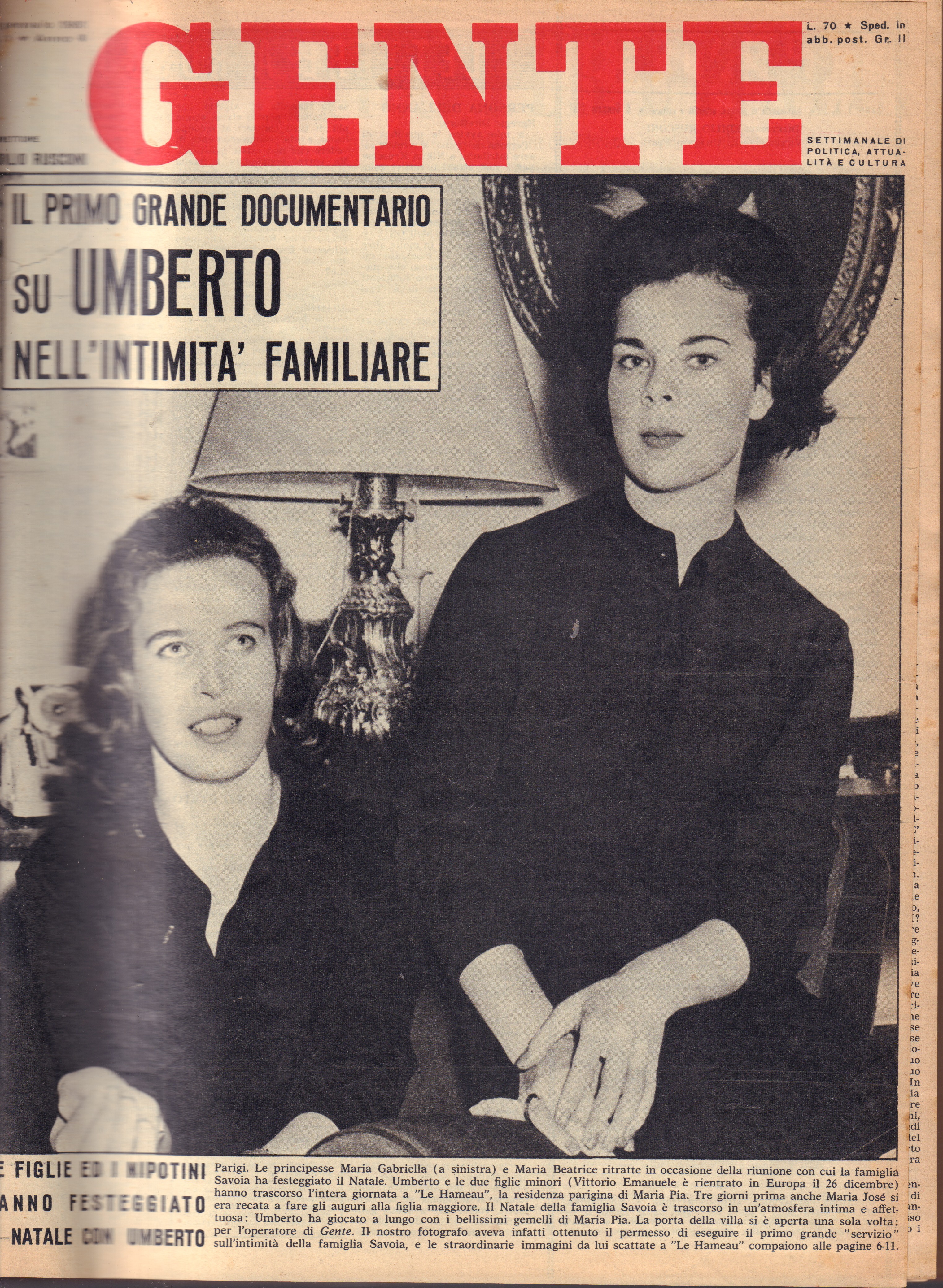 Gente- Settimanale di politica, attualità e cultura- Annata completa 1961