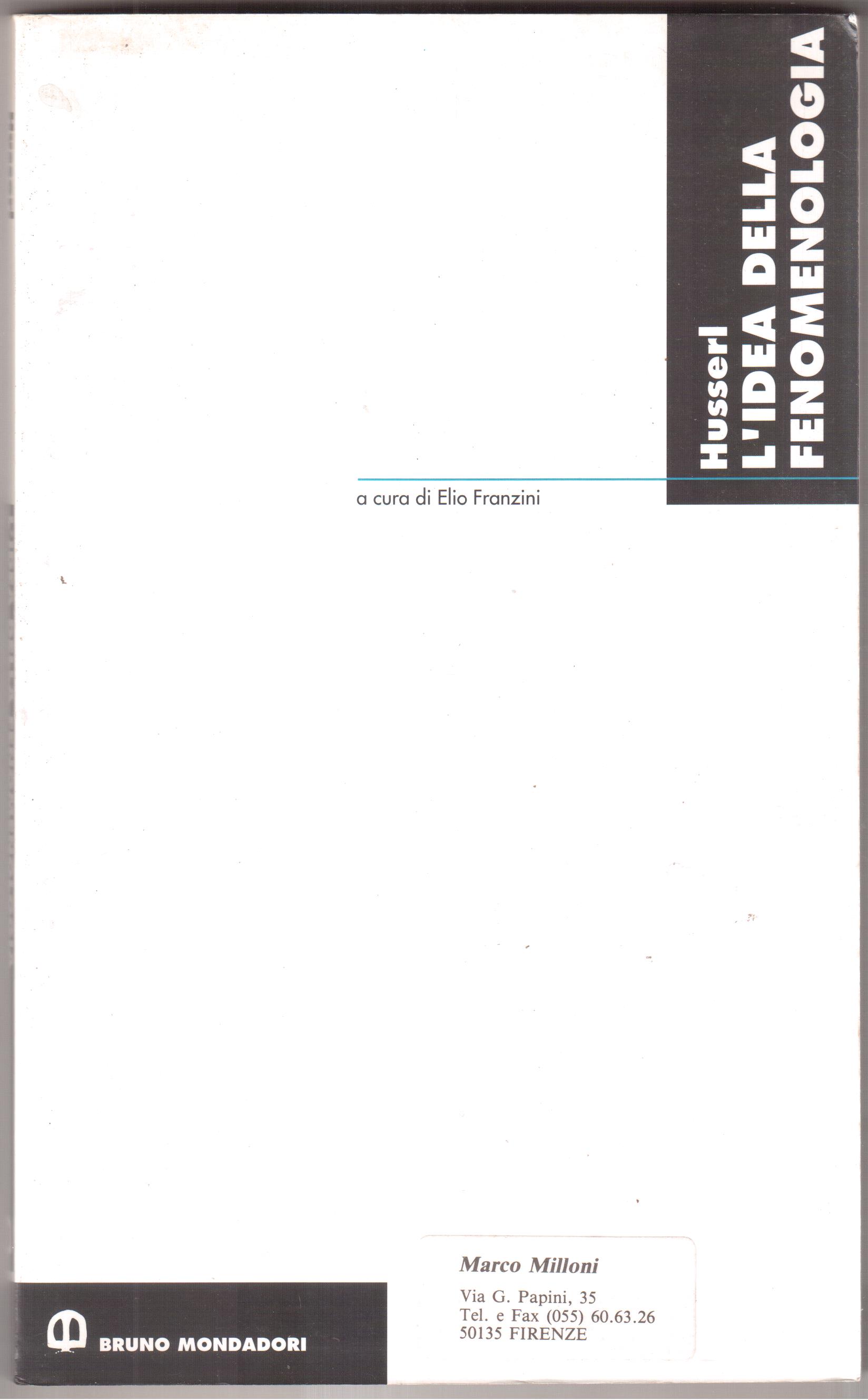 L' idea della fenomenologia - Cinque lezioni - a cura …
