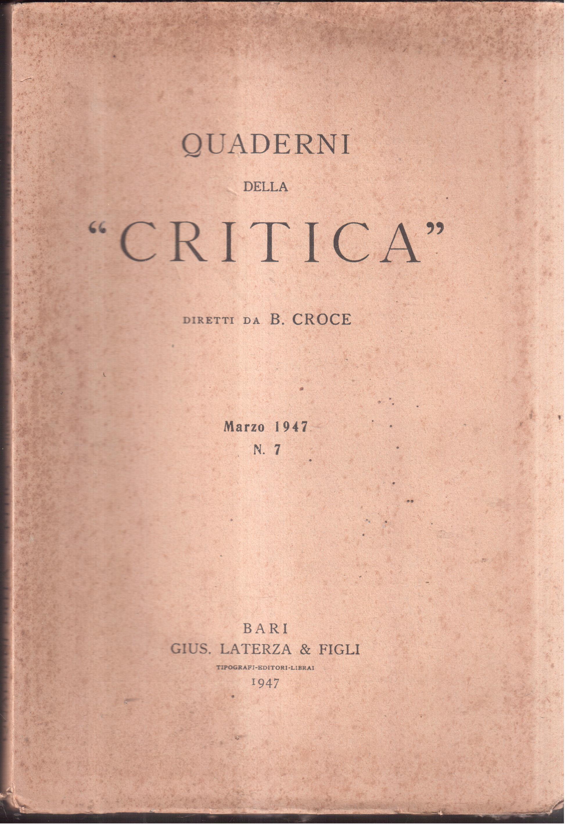 Quaderni della " Critica " diretti da B. Croce Marzo …