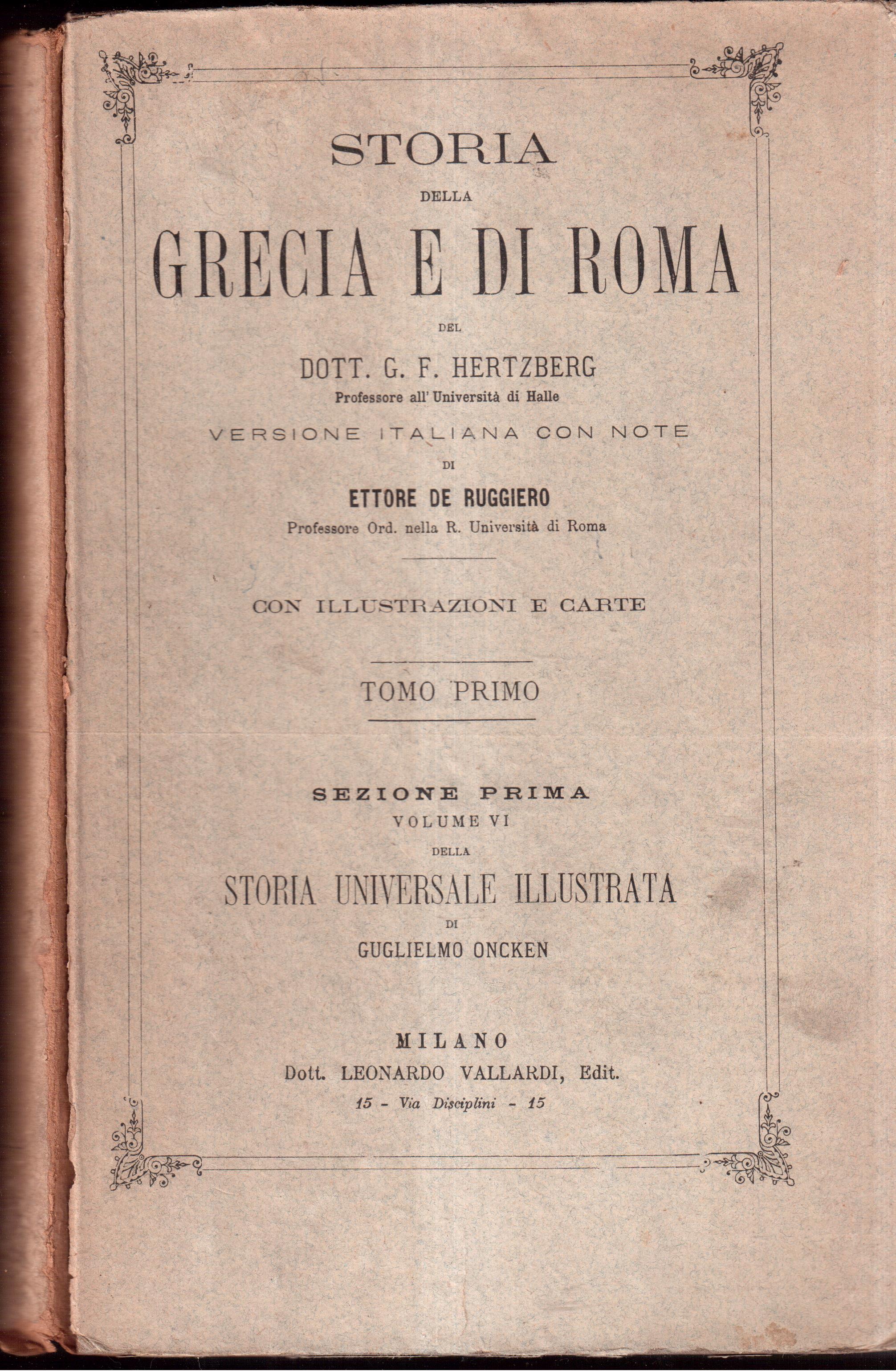 Storia della Grecia e di Roma Tomo primo