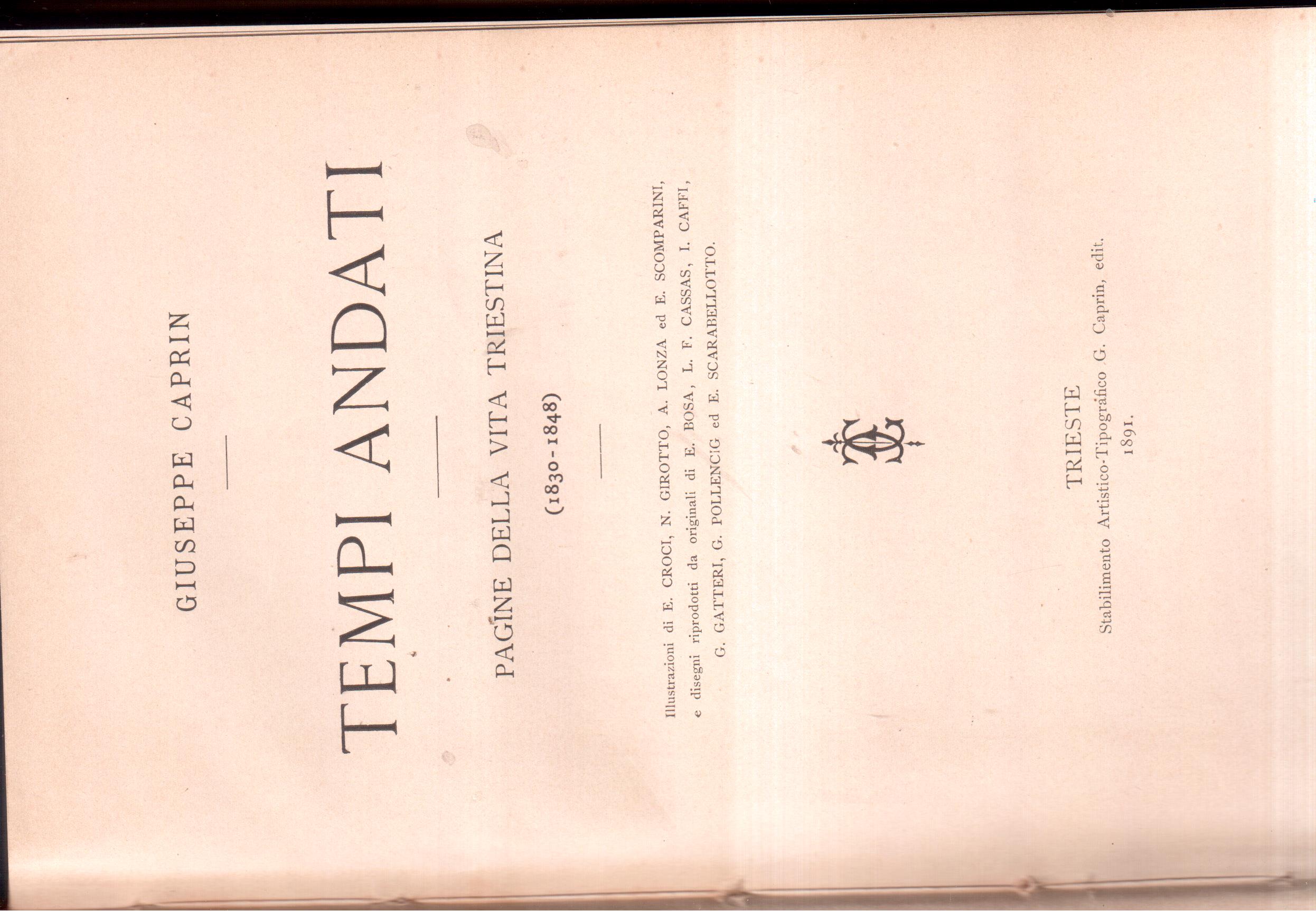 Tempi andati Pagine della vita triestina ( 1830-1848 )