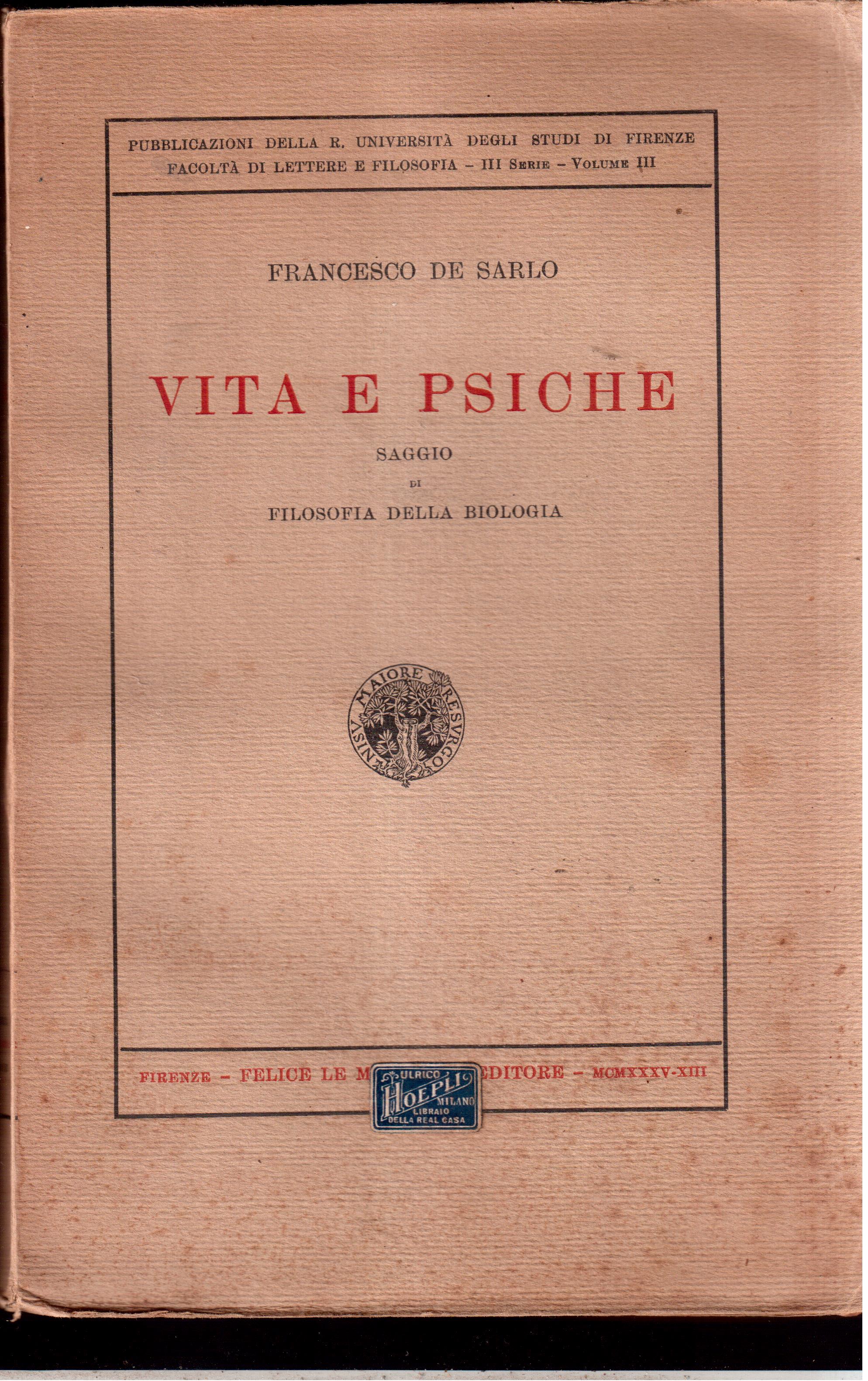 Vita e psiche. Saggio di filosofia della biologia