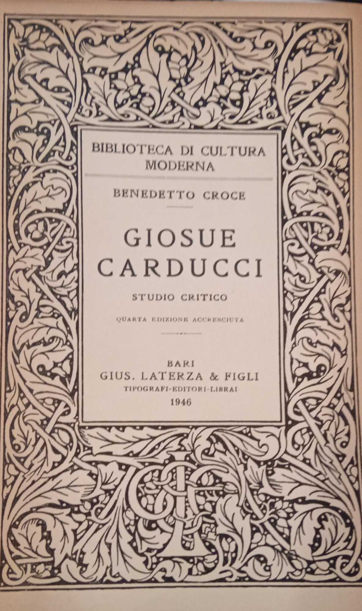 GIOSUE' CARDUCCI. STUDIO CRITICO