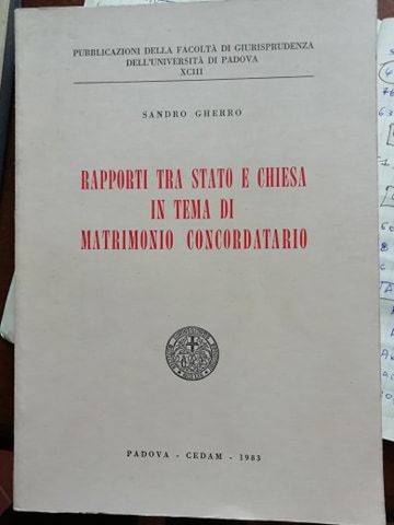 Rapporti tra stato e chiesa in tema di matrimonio concordatario