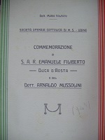 Commemorazione di SAR Emanuele Filiberto duca d'Aosta e del dottor …