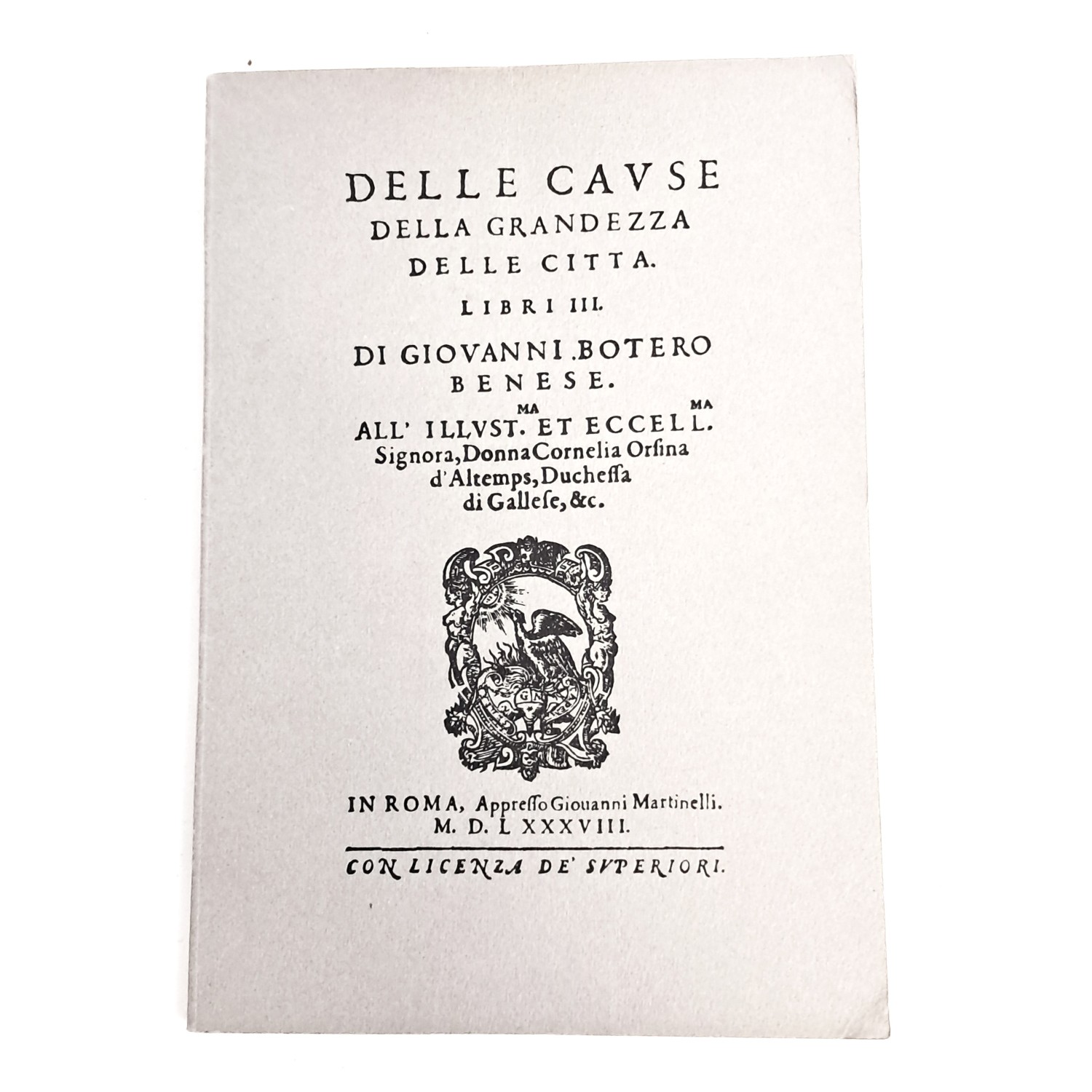 Delle cause della grandezza delle città libri III