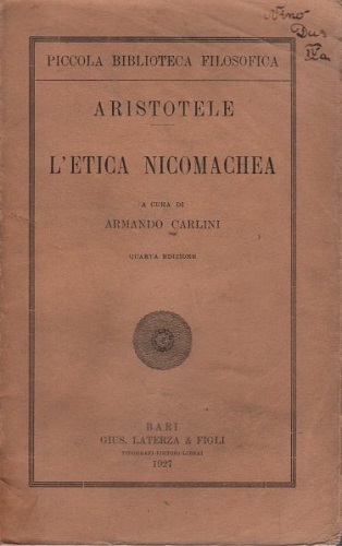 L'etica nicomachea a cura di Armando Carlini