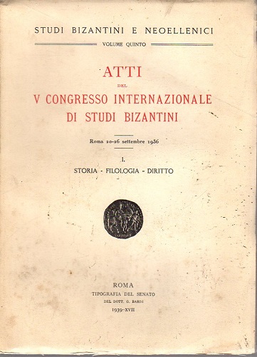 Atti del V congresso internazionale di studi Bizantini roma 20-26 …