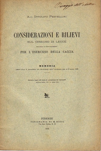 Considerazioni e rilievi sul disegno di legge relativo ai provvedimenti …