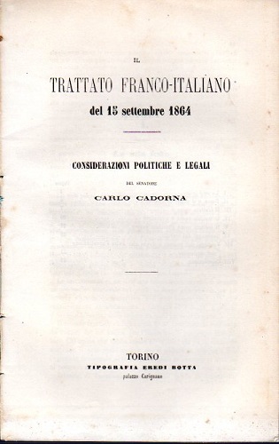 Il trattato Franco Italiano del 15 Settembre 1864 considerazioni politiche …