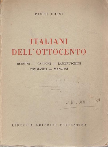 ITALIANI DELL' 8OO (Rosmini - Capponi - Lambruschini - Tommaseo …
