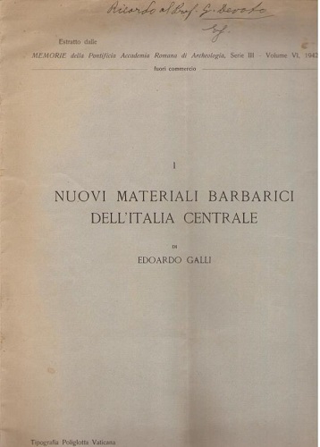 Nuovi materiali barbarici dell'Italia centrale