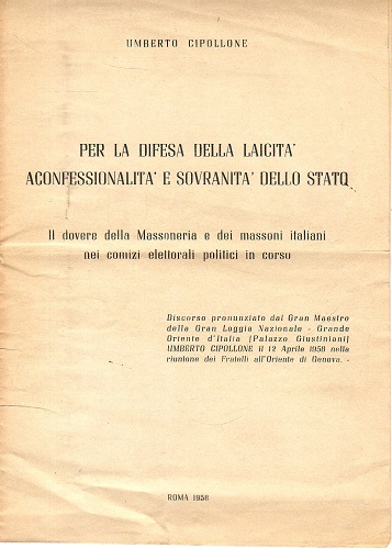 Per la difesa della laicità aconfessionalità e sovranità dello stato,il …