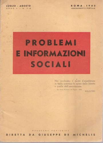 Problemi e informazioni sociali rassegna periodica n° 7-8 luglio agosto …