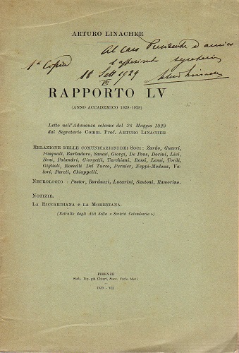 Rapporto LV , notizie La Riccardiana e la Moreniana