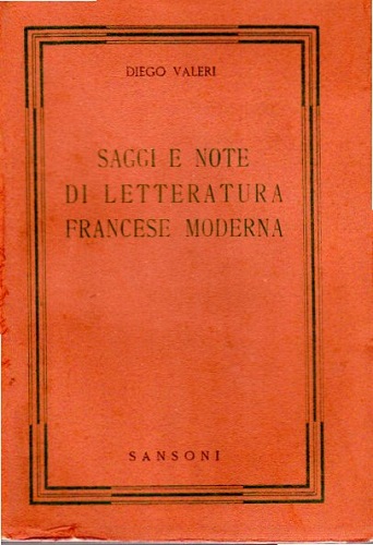 SAGGI E NOTE DI LETTERATURA FRANCESE MODERNA