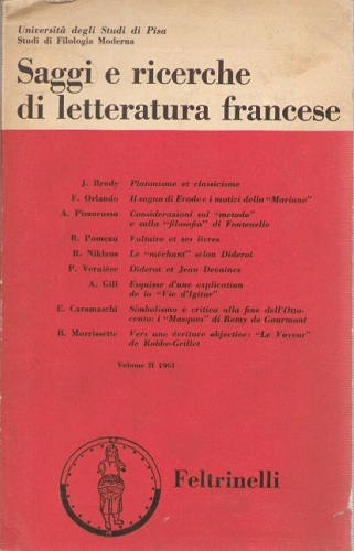 SAGGI E RICERCHE DI LETTERATURA FRANCESE. VOL II