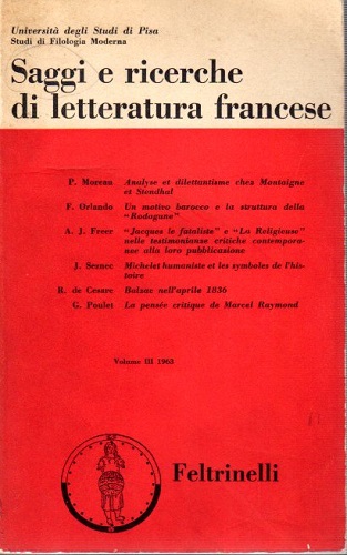 SAGGI E RICERCHE DI LETTERATURA FRANCESE. VOL III