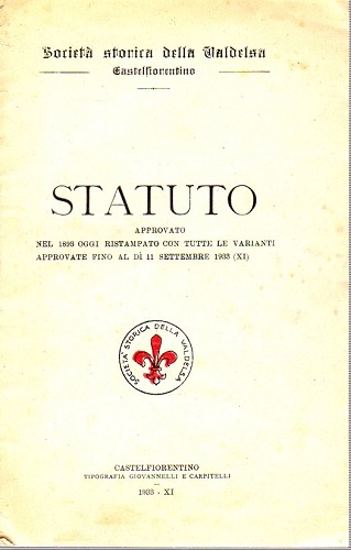 Statuto prrovato nel 1893 oggi ristampato con tutte le variantiapprovate …