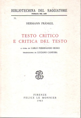 Testo critico e critica del testo