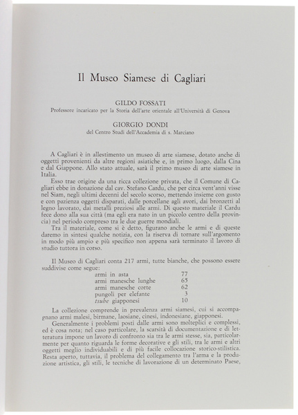 IL MUSEO SIAMESE DI CAGLIARI.