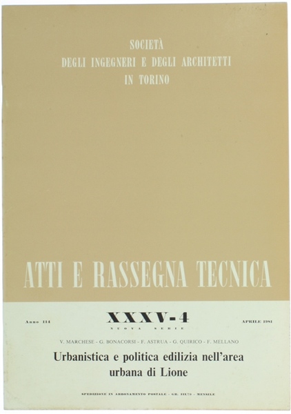 URBANISTICA E POLITICA EDILIZIA NELL'AREA URBANA DI LIONE.