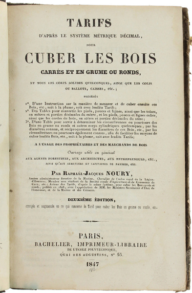 TARIFS D'APRES LE SYSTEME METRIQUE DECIMAL POUR CUBER LES BOIS …