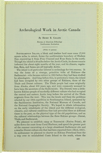 ARCHEOLOGICAL WORK IN ARCTIC CANADA.