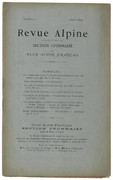 REVUE ALPINE. N. 5, Avril 1895.