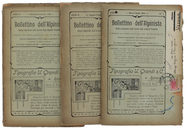 BOLLETTINO DELL'ALPINISTA. Rivista bimestrale Anno II - 1906. Numeri 4 …