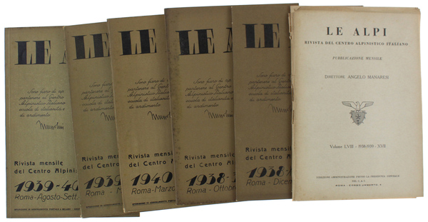 LE ALPI - RIVISTA DEL C.A.I. 1938-1941 : 5 fascicoli …