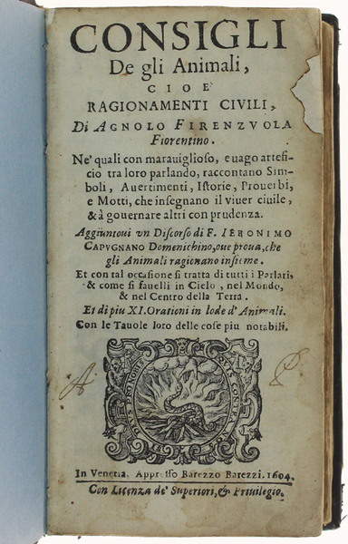 CONSIGLI DE GLI ANIMALI CIOE' RAGIONAMENTI CIVILI + DISCORSO DEL …