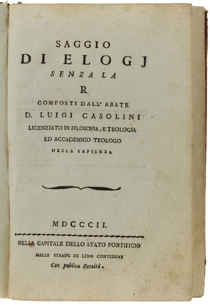 SAGGIO DI ELOGJ SENZA LA R. + ELOGIO DI S.ANTONIO …
